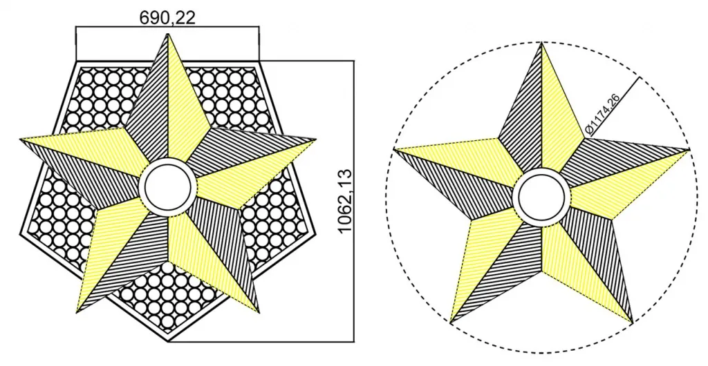 Чертеж вечного огня - схема звезды вечного огня в Калининграде 